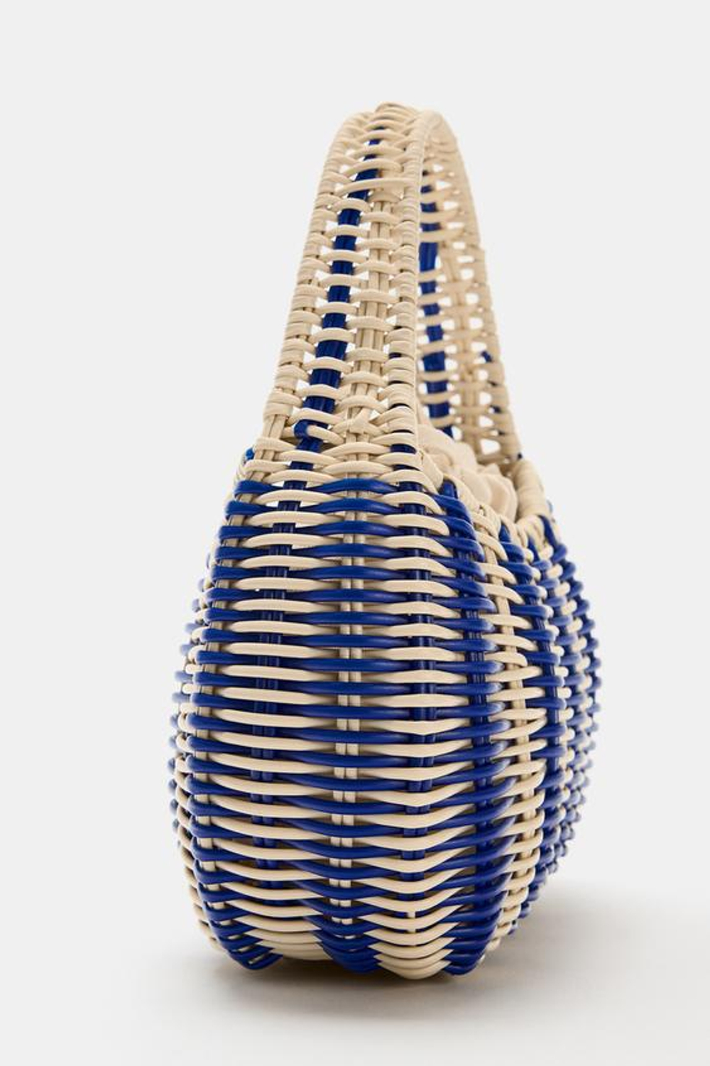 ZARA ЖЕСТКАЯ ПЛЕТЕНАЯ СУМКА, СИНИЙ