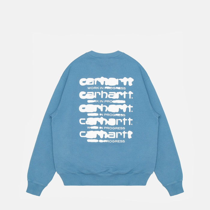 Толстовка мужская Carhartt WIP Ink Bleed Sweatshirt  артикул:I032866_vancouver_blue_white - купить в магазине Дайс