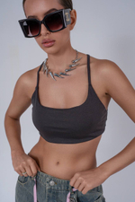 Топ трикотажный двойной с открытой спиной