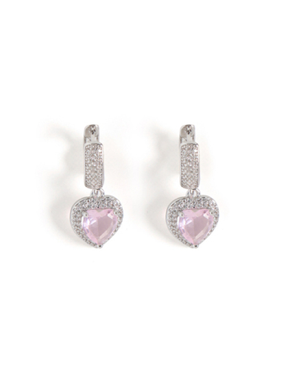 Серьги "Heart Pink Dimonds" Silver