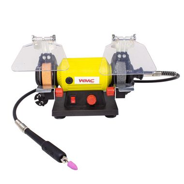 Станок точильно-шлиф-й.+гравер на гибком валу с набором аксессуаров 103пр(220В,50Гц120Вт,0-11000об/мин,круг ?75х?10х20мм,дл. вала 1м,цанги 2,2.4,3.2) WMC TOOLS WMC-S1E-DH02-75