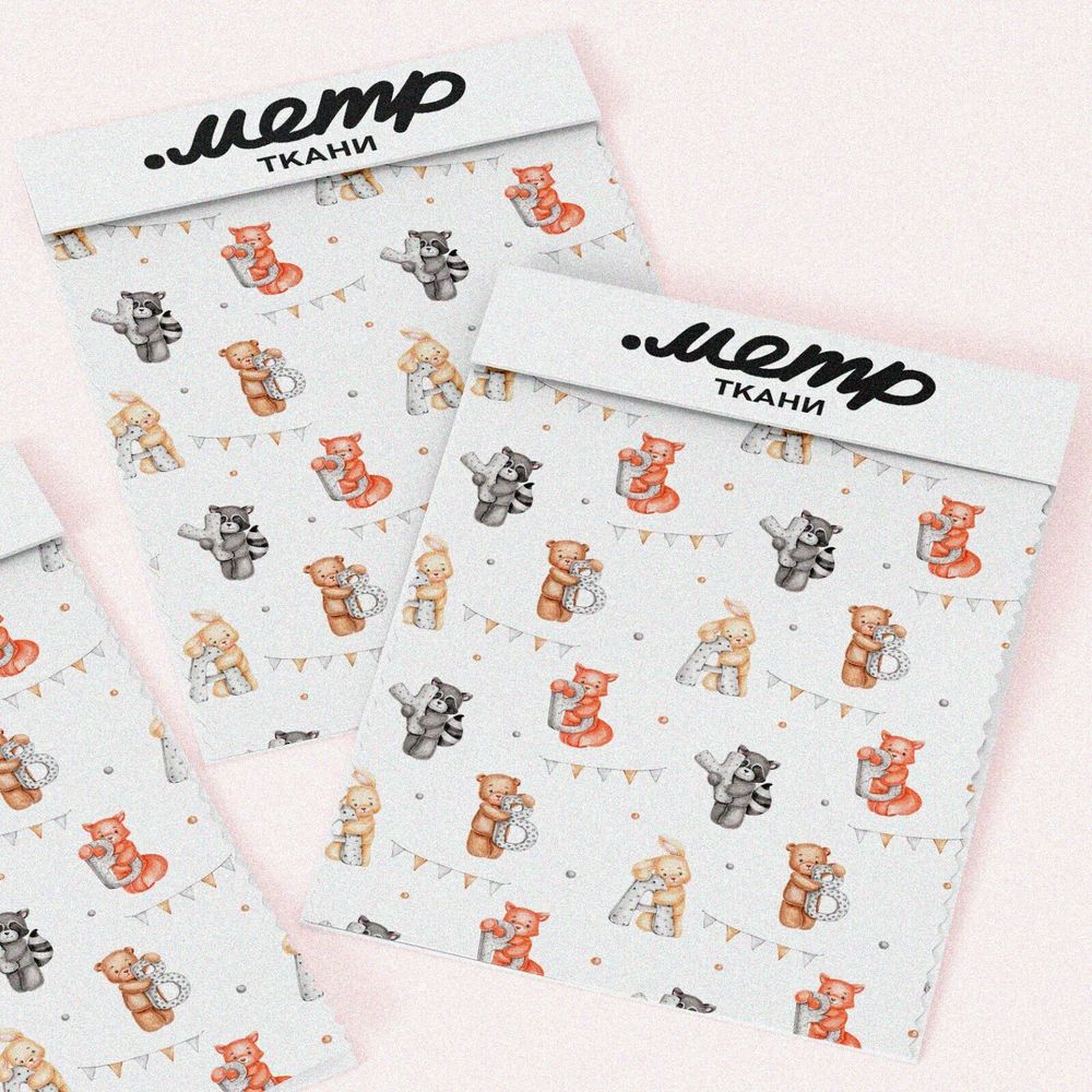 Ткань лен зверята с буквами