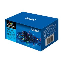 ULD-S3000-300-DGA MULTI IP20 Гирлянда светодиодная. 30м. 300 светодиодов. Разноцветный свет. Провод зеленый. ТМ Uniel