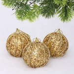 Новогодние шары «GLAME - Блестящий мир» 8 см (набор 3 шт), Золото