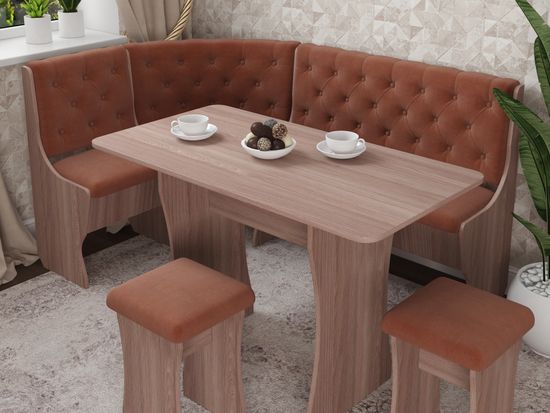 Кухонный уголок bravo "Оливьер" (Ясень Шимо темный/Велюр Ultra Terra (AT)) -G/Л3