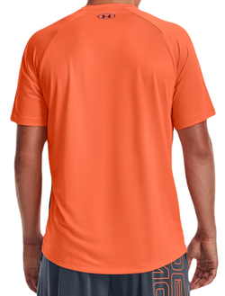 Футболка мужская теннисная Under Armour Men's UA Tech Fade Short Sleeve - orange blast/black