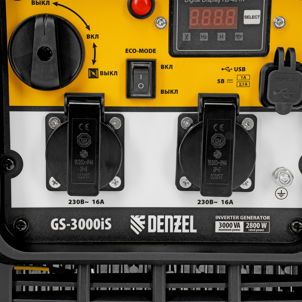 Генератор инверторный GS-3000iS, 3,0 кВт, 230 В, закрытый корпус, ручной старт DENZEL