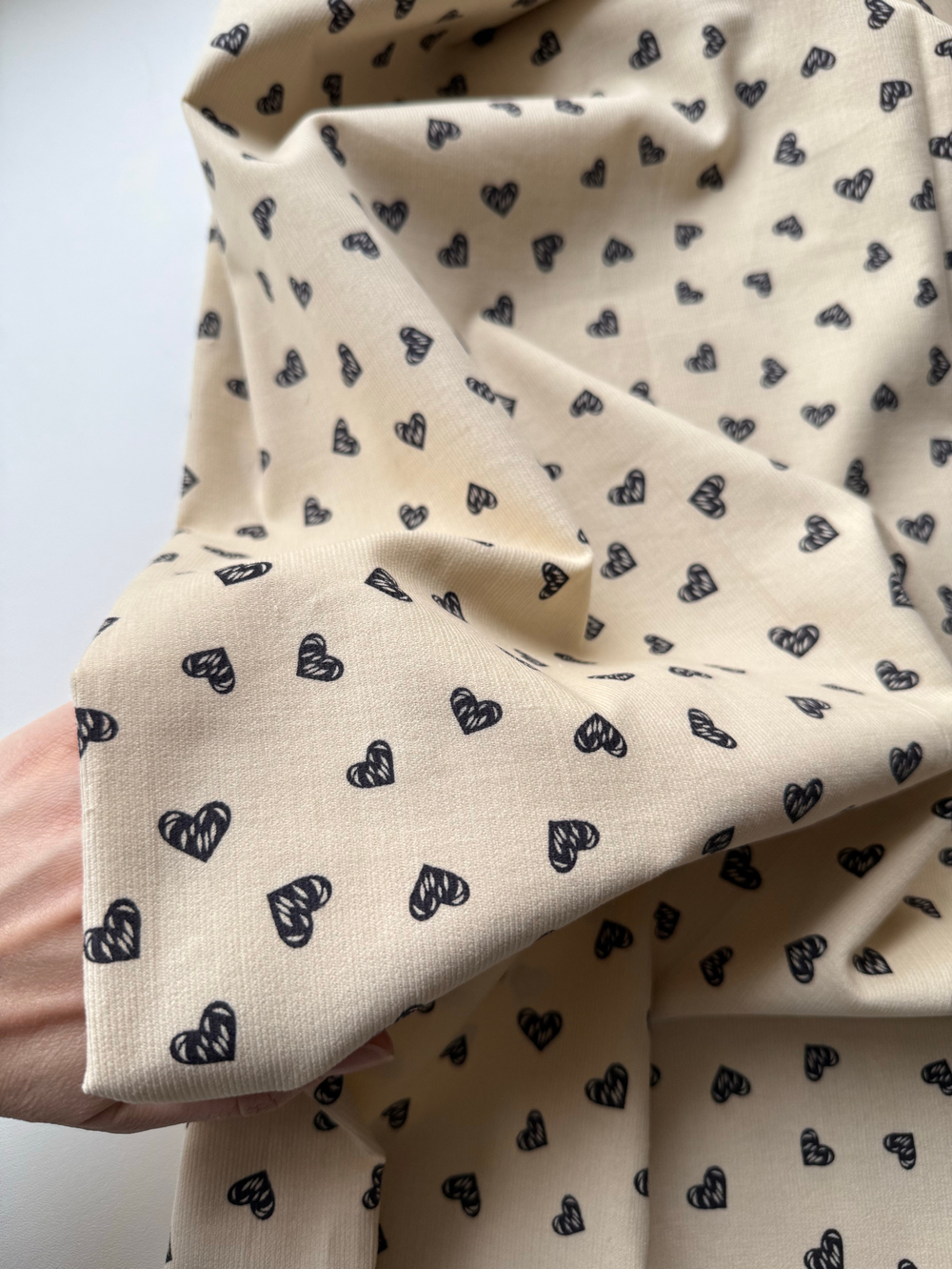 Микровельвет 100% хлопок Чёрные сердечки