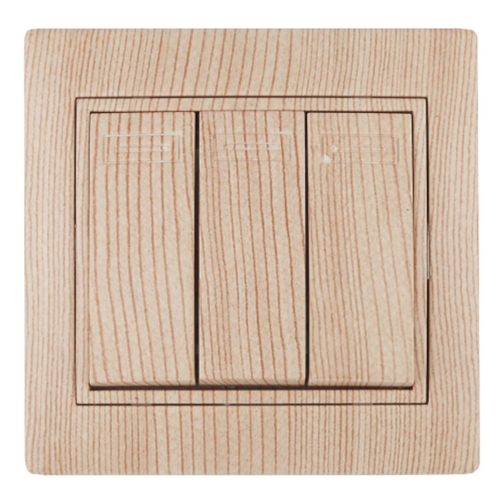 Выключатель Intro Plano 1-106-11 тройной, 10А-250В, IP20, СУ, сосна