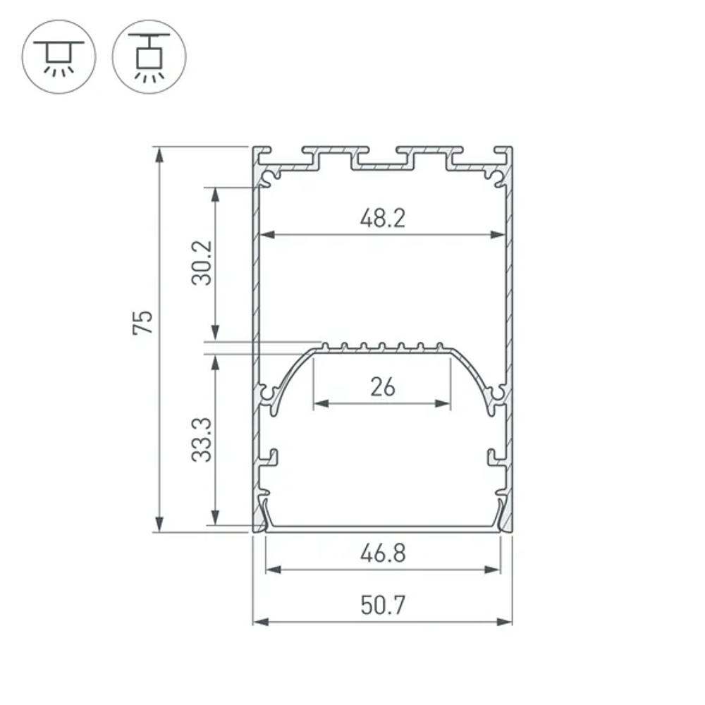 Профиль LINE-S-5075-2500 WHITE (Arlight, Алюминий) 041851