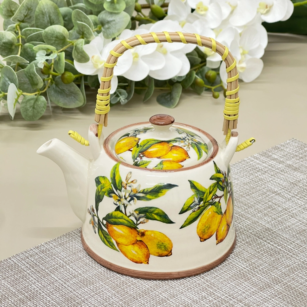 Чайник заварочный керамический 700мл с ситом «Лимоны»