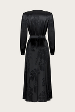 ПЛАТЬЕ ИЗ ЧЕРНОГО ТРИАЦЕТАТА С ФАКТУРНЫМ ОРНАМЕНТОМ