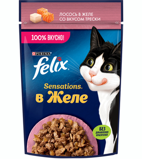Феликс Сенсейшн Лосось с Треской в желе 75гр.