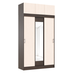 Шкаф с антресолью Бася/Роджина, Дуб беленый, Венге