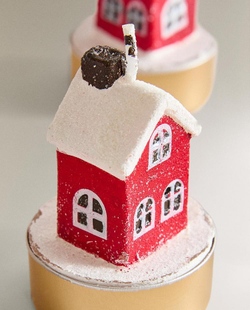 ZARA HOME НАБОР МАЛЕНЬКИХ НОВОГОДНИХ СВЕЧЕЙ «ДОМИК» (6 ШТ.), КРАСНЫЙ