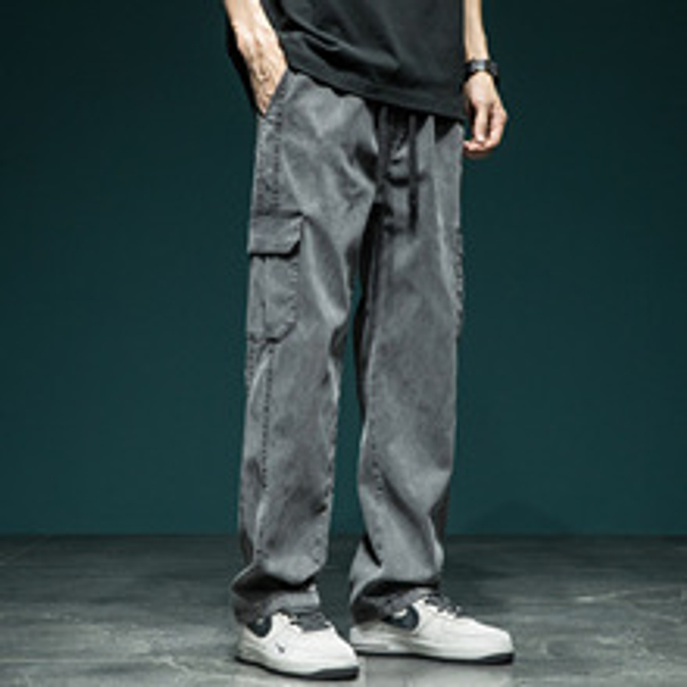 Летние тонкие карго-штаны, мужские прямые свободные брюки большого размера, повседневные длинные брюки, рабочая одежда, универсальные спортивные брюки для мужчин
