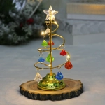 Сувенир с подсветкой «Елочка Хрустальная» 18 см, диаметр 8 см, основание-золото, свечение-тепл.бел, хрусталик Мультицвет (работает от батареек 3 LR44)