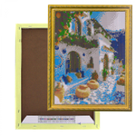 Алмазная мозаика Alingar, на подрамнике, с полным заполнением, (глянц) дизайн рамка, 30х40 см, 19 цветов, "На террасе"