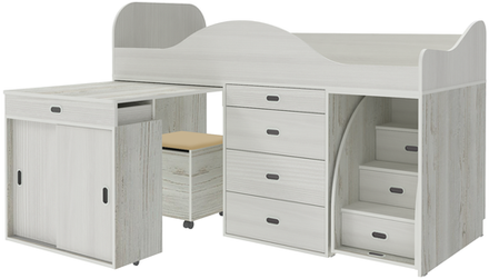 Кровать-чердак КарИВи Малыш Люкс Винтерберг Белое Дерево