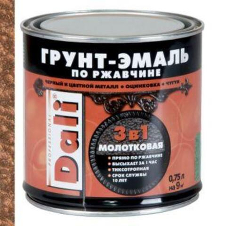 Грунт эмаль по ржавчине 3в1 DALI молотковая зеленый 0,75кг Рогнеда