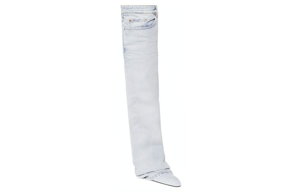 Balenciaga Falkon Cotton Fabric Knee high Boots Women"s Light Blue