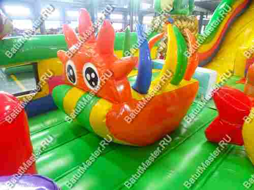 Надувной батут "Хамелеон и динозавры" 17*9*9 м, 2 модуля