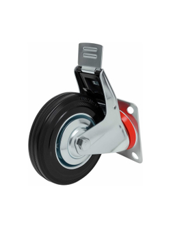 Колесо промышленное поворотное с тормозом с подшипником 160мм резина/сталь Gigant G-04-09-42