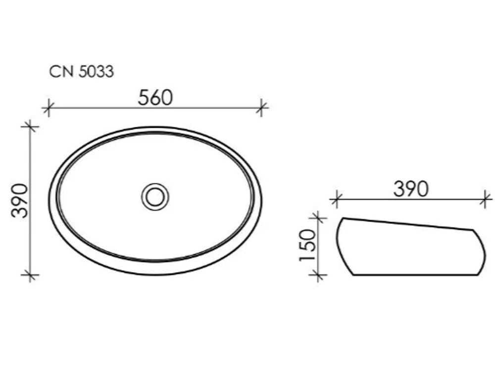 Умывальник чаша накладная овальная Element 560x390x150мм