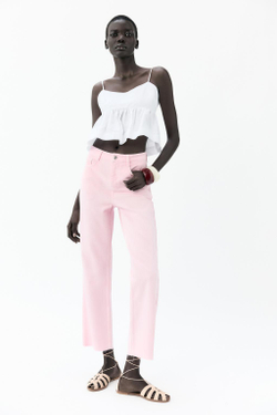 ZARA ДЖИНСЫ Z1975 STRAIGHT LEG HIGH WAIST, РОЗОВЫЙ