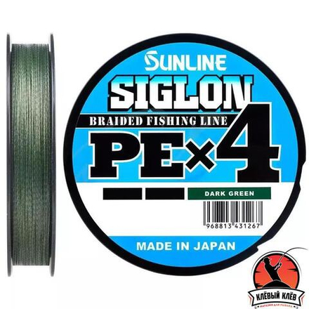 Шнур Sunline SIGLON PE×4 150M(Dark Green) #2/35LB