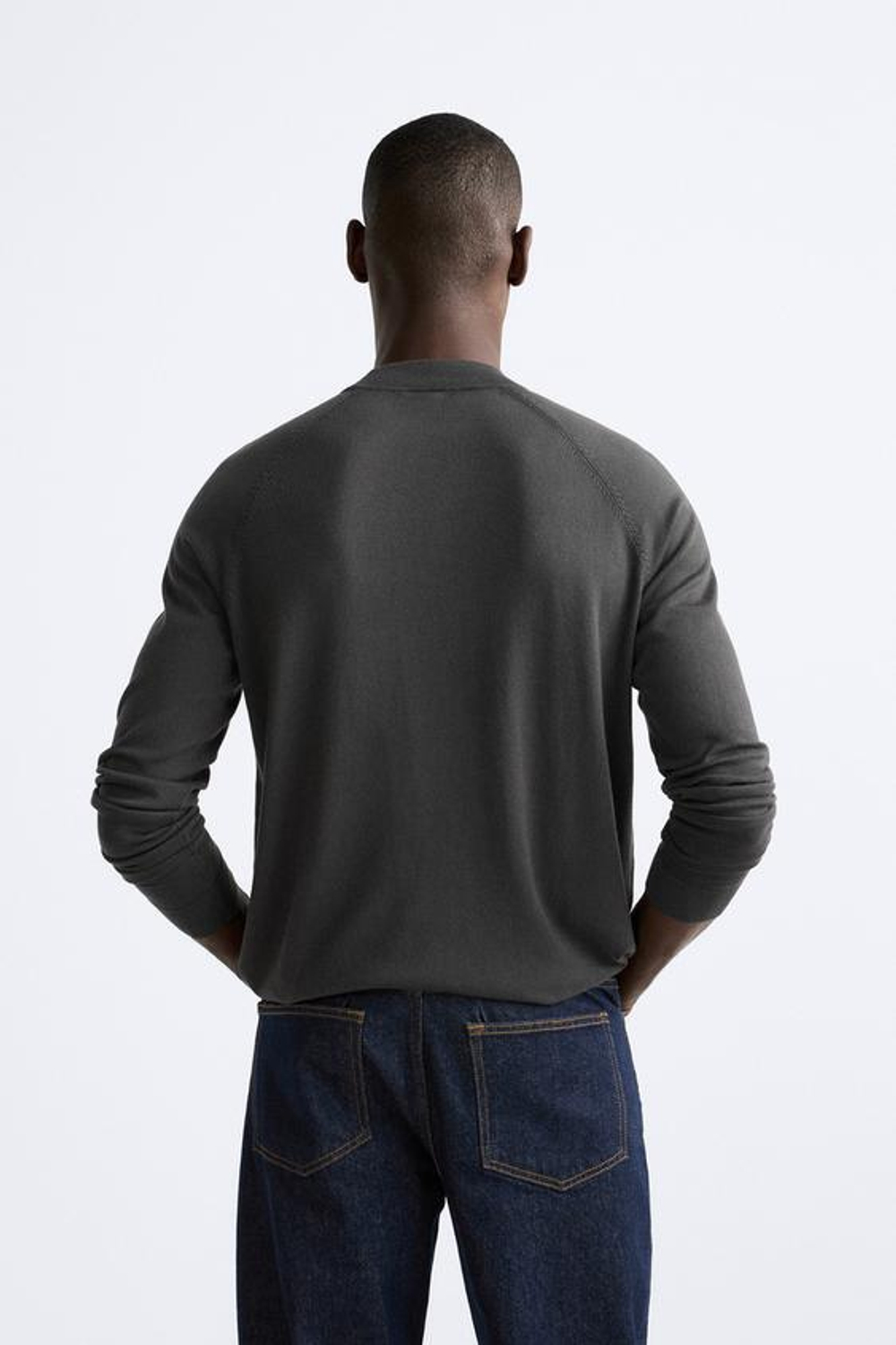 ZARA СВИТЕР С ВОРОТНИКОМ-СТОЙКОЙ, АНТРАЦИТОВО-СЕРЫЙ