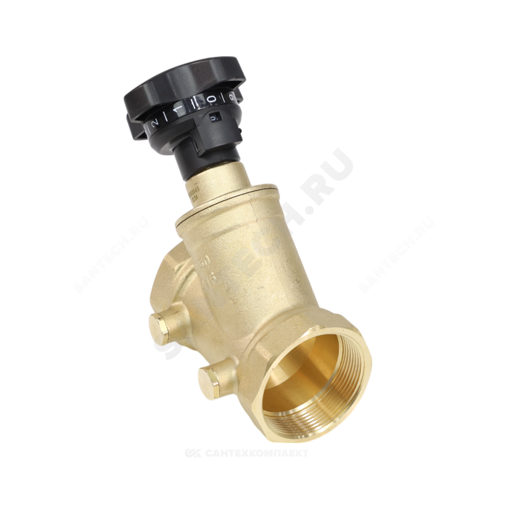 Клапан балансировочный ручной латунь 3180H Ду 32 G1 1/4" Ру16 Тмакс=120 оС ВР Kvs=12.5м3/ч без ниппелей Benarmo