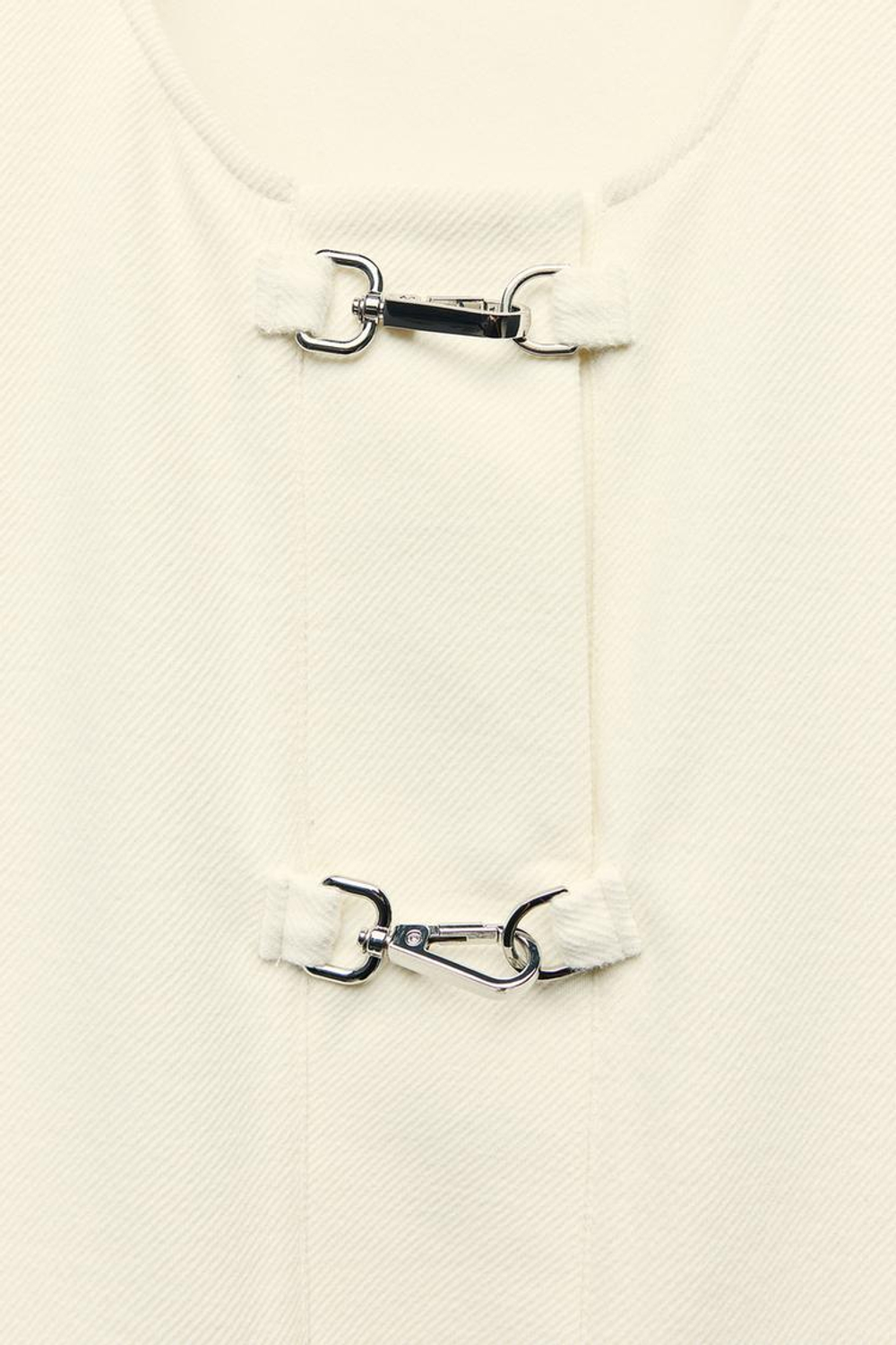 ZARA ТОП С КОРОТКИМИ РУКАВАМИ И ПРЯЖКАМИ, ЭКРЮ