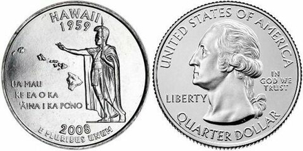 США 25 центов 2008 Квотеры «50 штатов» - Гавайи