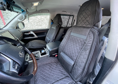 WW - 03 Черный (2 шт.) / Комплект чехлов на сиденья, ткань черная, строчка черная, из ткани, 2 предмета, серия: ма-риал (за комплект)