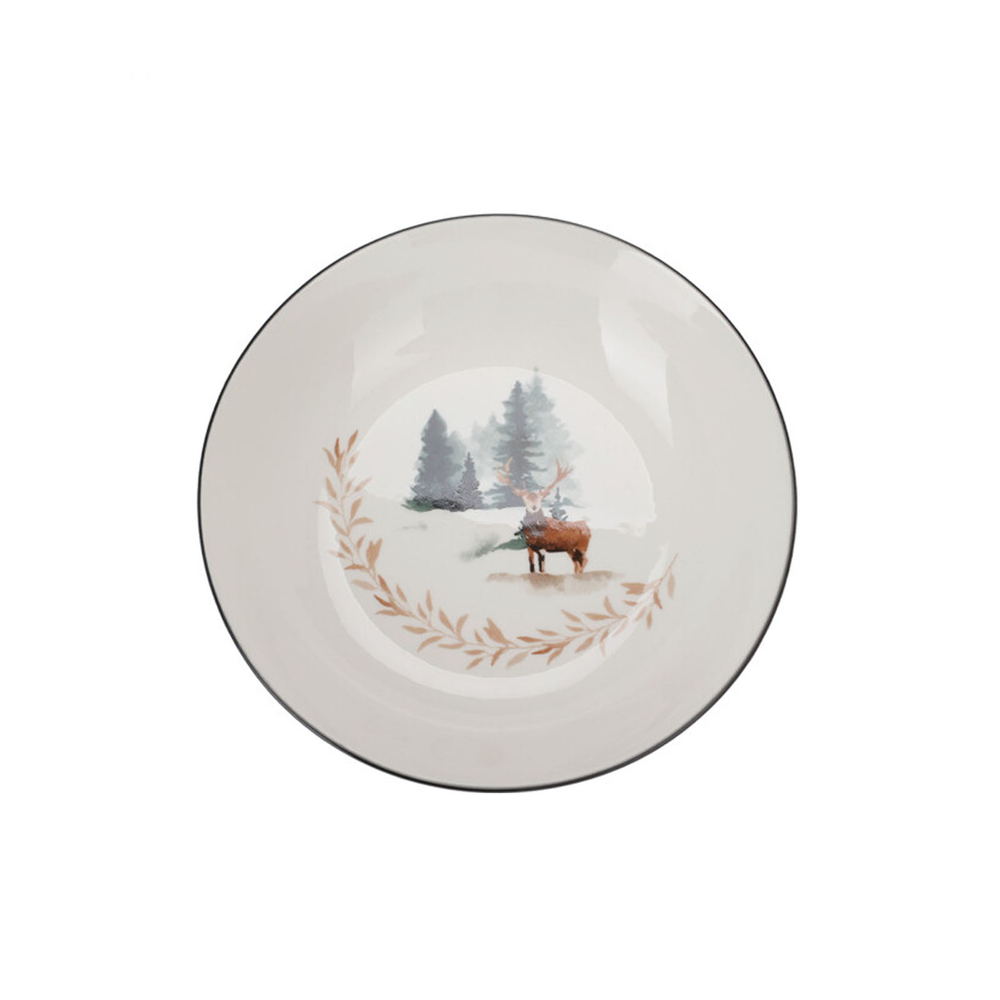 Тарелка глубокая из костяного фарфора 20 см на выбор 3 дизайна