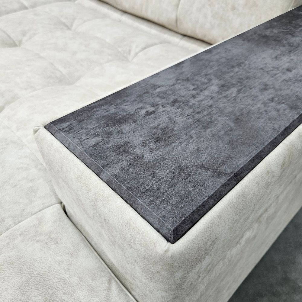 Диван-кровать "Консул" с оттоманкой ПБ, (Nappa-01/накладки Бетон