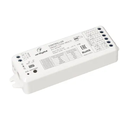 Контроллер SMART-TUYA-MULTI (12-24V, 5x3A, RGB-MIX, 2.4G) (Arlight, IP20 Пластик, 5 лет) 031679