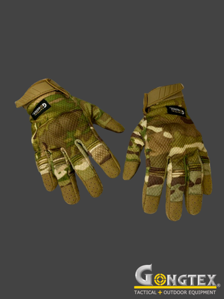 Перчатки полнопалые сетчатые с костяшками Gongtex Tactical Gloves (0056). Мультикам