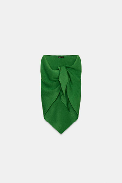 ZARA ТРЕУГОЛЬНАЯ БАНДАНА ИЗ 100% ШЕРСТИ, ЗЕЛЕНЫЙ