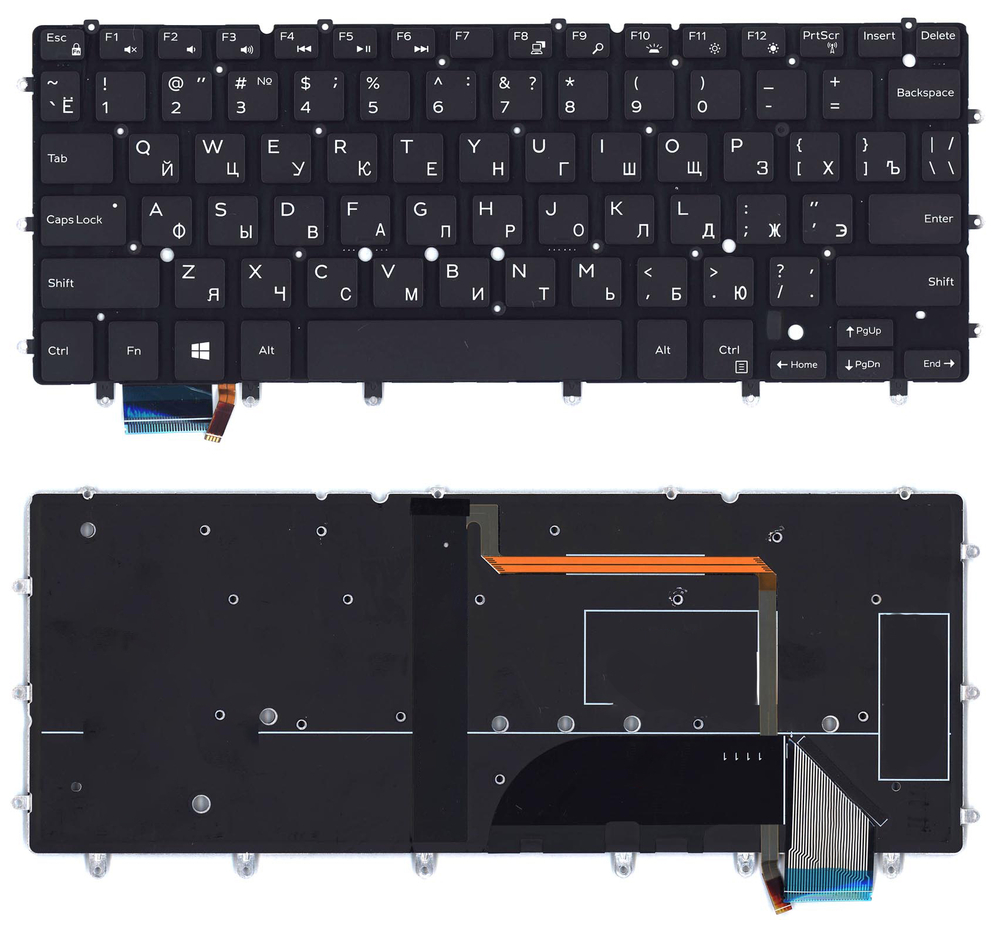 Клавиатура для ноутбука Dell XPS 13 9343 черная с подсветкой