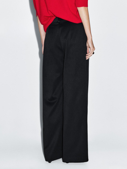 Massimo Dutti Брюки с широкими штанинами и защипами, темно-синий