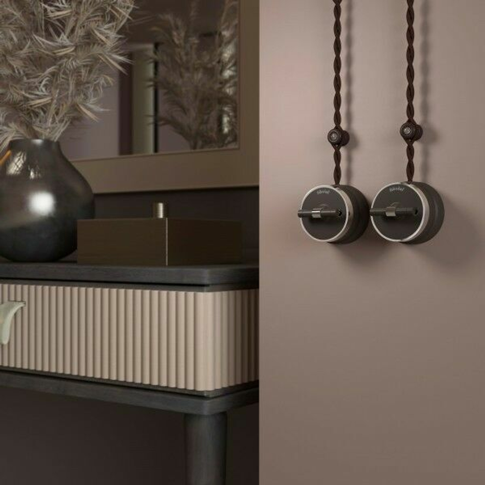 Переключатель / выключатель одноклавишный Vintage (мокко матовый/хром)