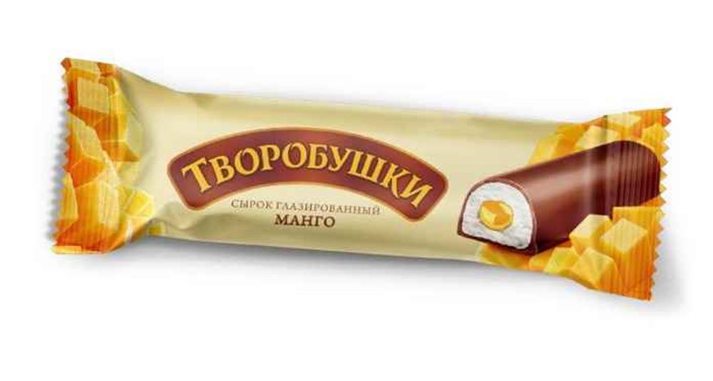 Сырок творожный глазированный Творобушки с начинкой Манго мдж 20%, материал комбинированный фольгой,