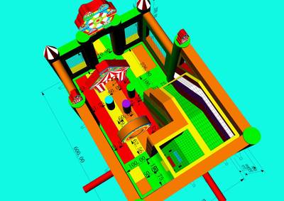 Коммерческий надувной батут "Русский цирк" с крышей, 6x4x4 м