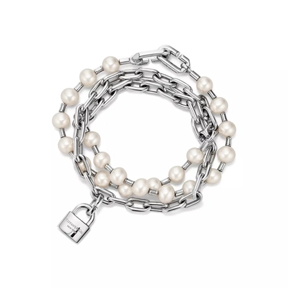 Браслет из серебра с жемчугом, Tiffany 💠Hard Wear Pearl Lock