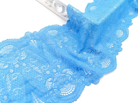 Эластичное кружево, 19см, Италия, ярко-голубое (колокольчик), (Арт: EKI-001), м