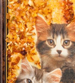 AMB-03/24 Картина «Лебеди» (с янтарной крошкой) L-24см