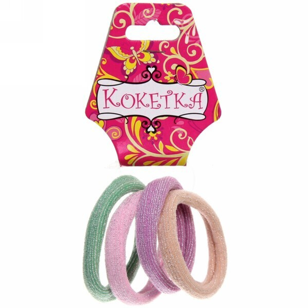 Резинки для волос 4шт «Кокетка - Серебряная нить», 6 цветов, d-4.5см