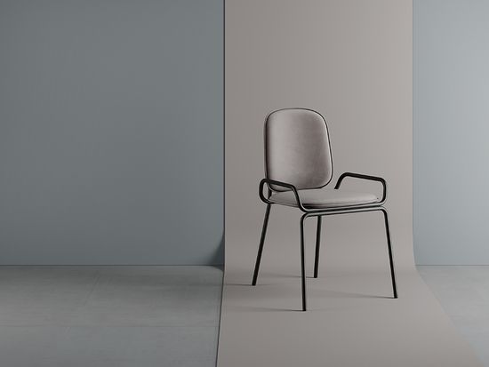 Стул ror, double frame, велюр, черный/серый